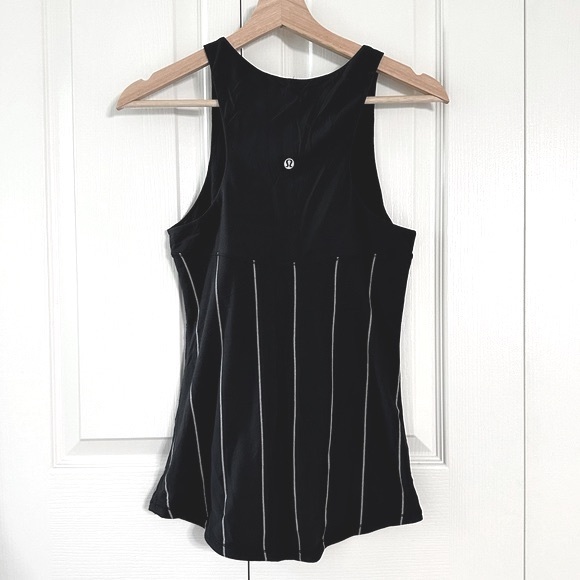 LULULEMON Lightweight Striped Beige and Black Racer Back Tank Top - Picture 1 of 4